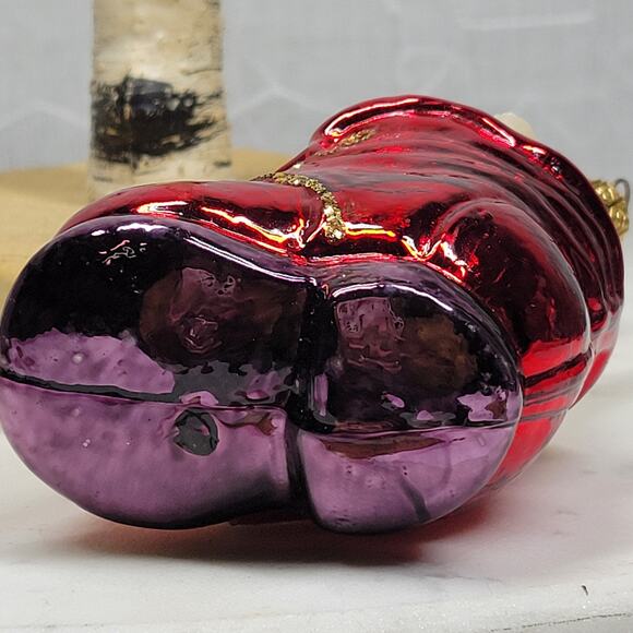 Vintage Kurt Adler Handmade Glass Cat Ornament Red Coat Glitter Christmas - Picture 8 of 16